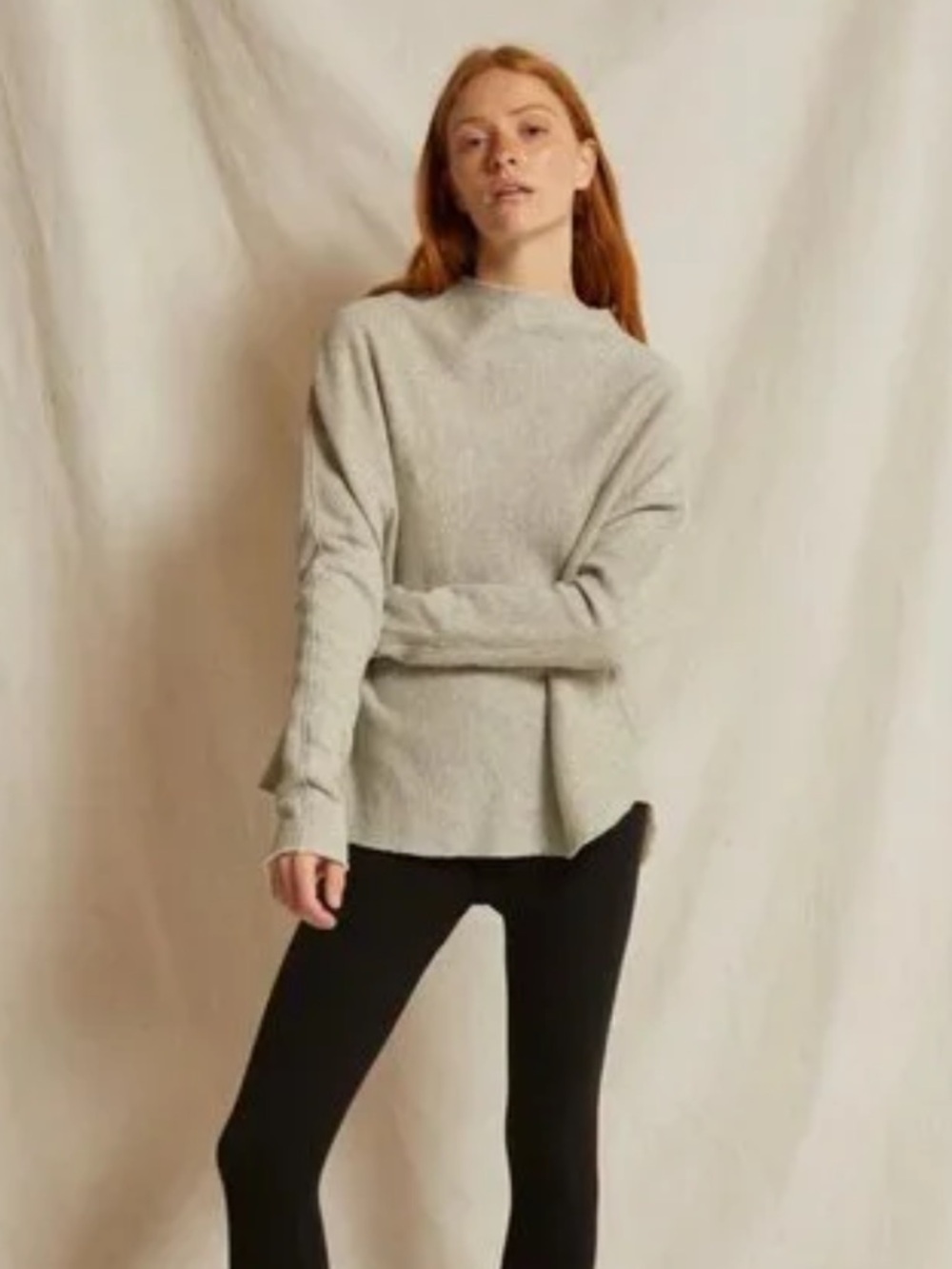 perfectwhitetee Morrison raw hem mock neck sweatshirt